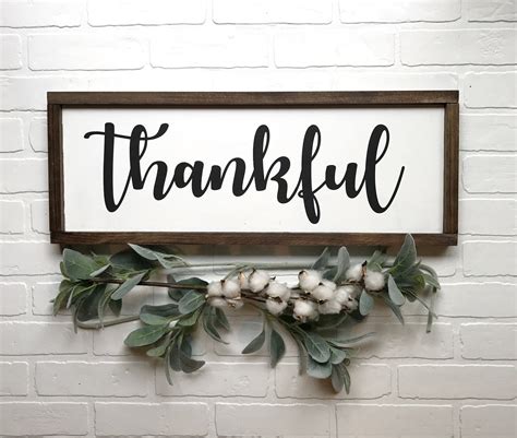 8x24 Thankful Sign Handmade Wood Signs Farmhouse Wood