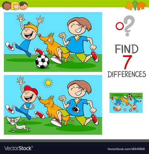 Differences Game With Boys And Dogs Vector Image On Vectorstock Spot