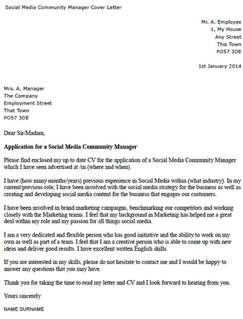 Write a compelling first paragraph. Social Media Community Manager Cover Letter Example ...