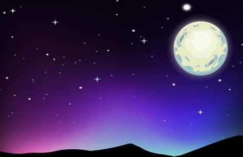 Night Scene With Moon And Stars 606495 Vector Art At Vecteezy