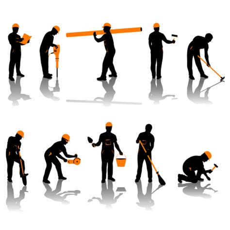 Construction Worker Silhouette Vector 15 Construction Workers