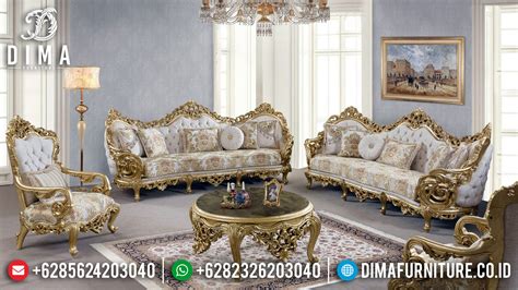 luxury sofa set kursi ruang tamu ukiran mewah jepara  gold df