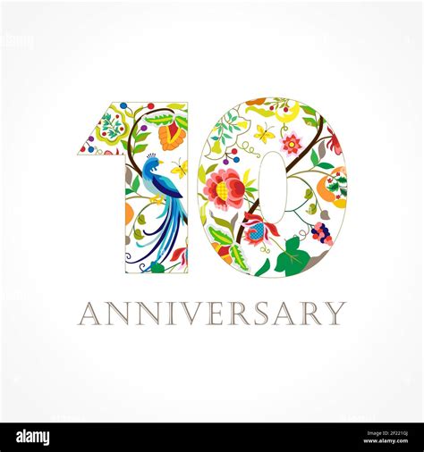 10 Years Old Luxurious Celebrating Folk Logo Template Colored 10 Th