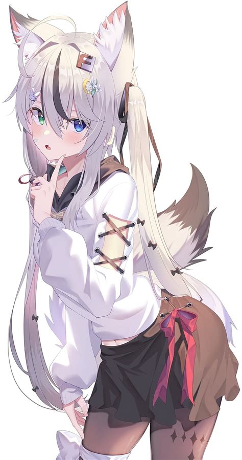 Anime Girl With White Hair And Red Eyes Neko