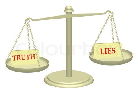 Where the truth lies is film noir right down to the plot we can barely track; Truth and Lies on justice scales ... | Stock image | Colourbox