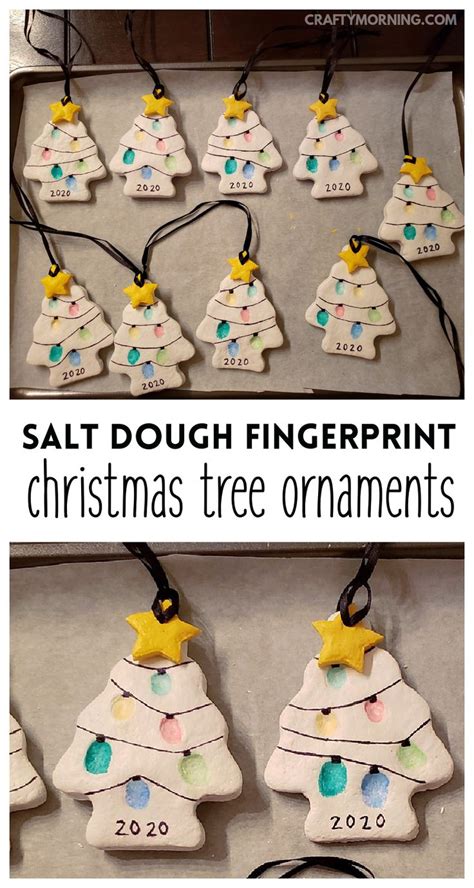 Salt Dough Fingerprint Christmas Tree Ornaments Preschool Christmas