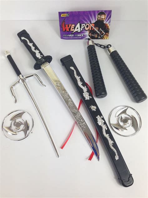 Kids 100 Plastic Toy Samurai Sword Ninja Weapons Set Fancy Dress Party