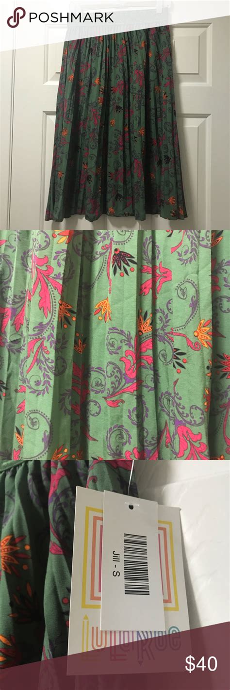 Lularoe Jill Pleated Skirt Green And Pink Paisley Green Skirt Pink Paisley Pleated Skirt