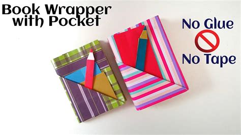 Useful Origami Paper Book Wrap With Pocket And Bookmark No Glue