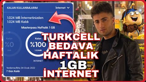 turkcell bedava haftalık 1GB internet 2022 kaçırma YENİ YouTube