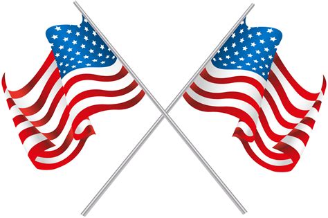 Usa Crossed Flags Png Clip Art Image