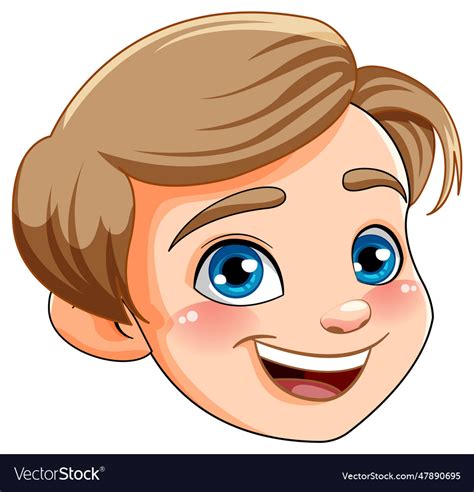Cute Boy Cartoon Face Isolated Royalty Free Vector Image