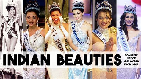 Indian Beauties Complete List Of Miss World From India Crowning