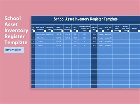 Excel Of School Assets Inventory And Issuance Registerxlsx Wps Free