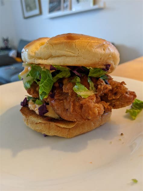 There are some important keys to making out of this world fried chicken: Homemade Spicy Buttermilk Fried Chicken Sandwich : food