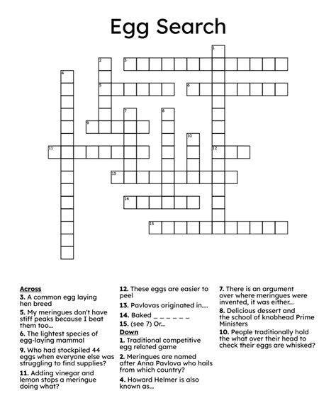Egg Search Crossword Wordmint