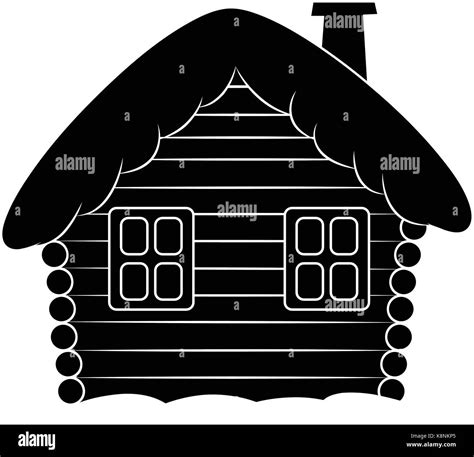 House With Snow Cartoon Silhouette Illustration Winter Snowy Stock