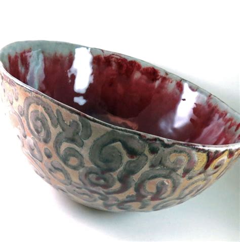 Large Pottery Bowl Punch Bowl Handmade Red Ceramic Bowl Pottery Pottery Bowls Handmade Bowl