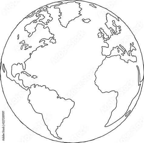 World Globe Map Outline Drawing Stock Vector Adobe Stock