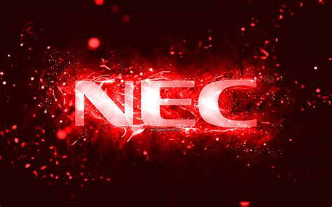 1920x1080px 1080P 無料ダウンロード NECの赤いロゴ赤いネオンクリエイティブ赤の抽象的な背景NECのロゴ