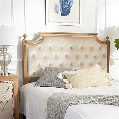 Safavieh Home Collection Tufted Velvet Rustic Oak And Beige Headboard