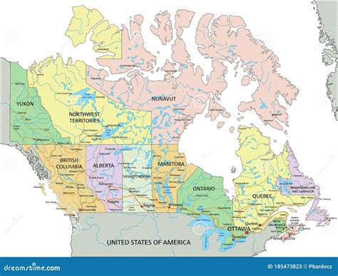 Canada Highly Detailed Editable Political Map With Labeling Vector
