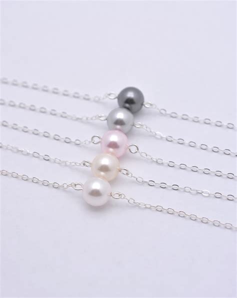 Floating Pearl Necklace Sterling Silver Single Pearl Etsy