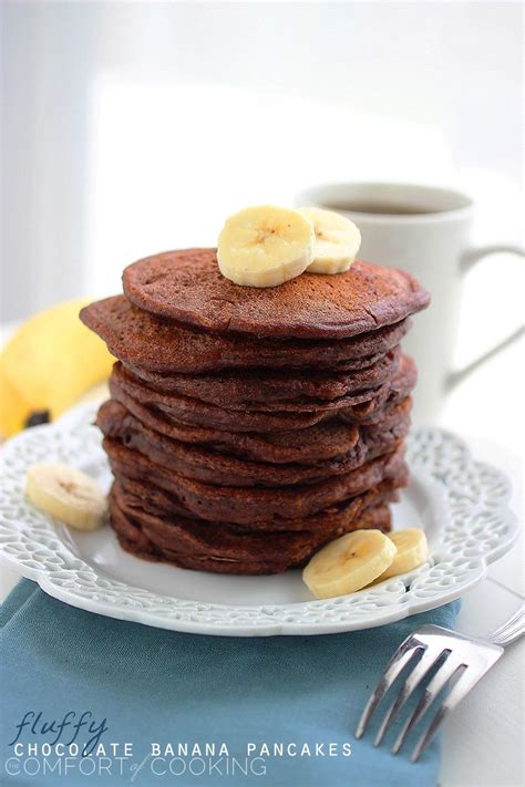 Fluffy Chocolate Banana Pancakes The Comfort Of Cooking
