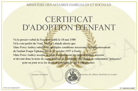 Certificat D Adoption D Enfant