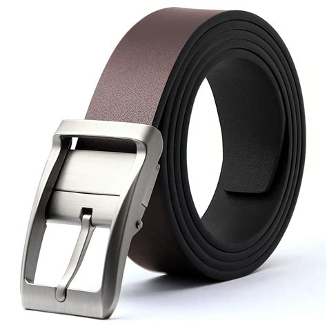 Gongji Craft Rotating Pin Buckle Belt Double Sided Usable Mens Leather