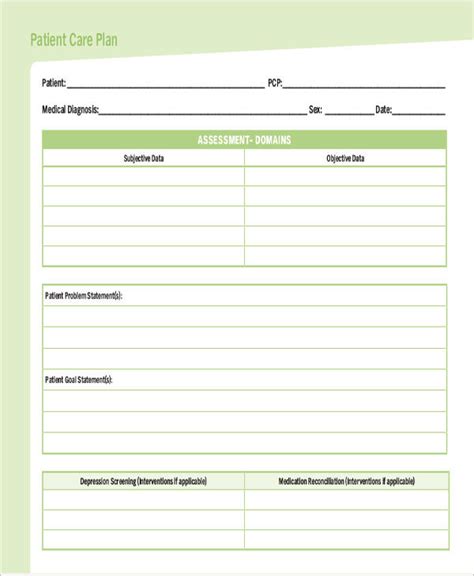 Care Plan Template 16 Word Pdf Format Download