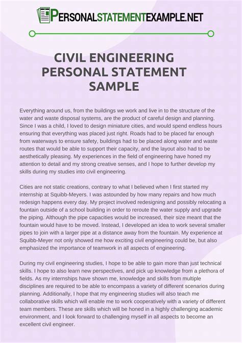 Civil Engineering Personal Statement Example