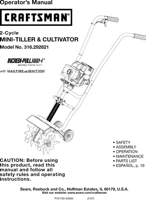 Craftsman Fronttine Tiller Parts Diagram