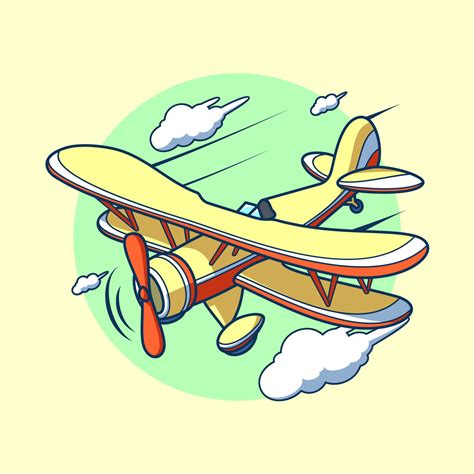 Flying Cartoon Biplane Vector 224419 Vector Art At Vecteezy