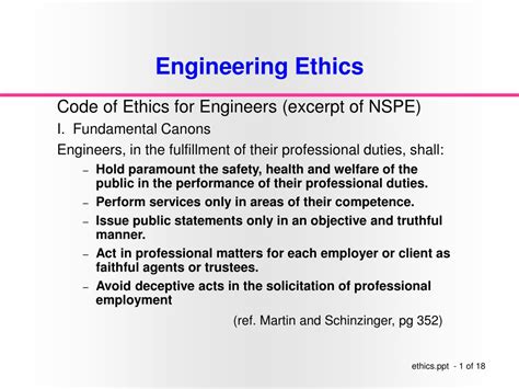 Being honest and impartial, and servicing with fidelity the public, their employers and clients; PPT - Engineering Ethics PowerPoint Presentation, free ...