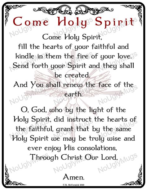 Digital Download Come Holy Spirit Prayer Etsy Singapore