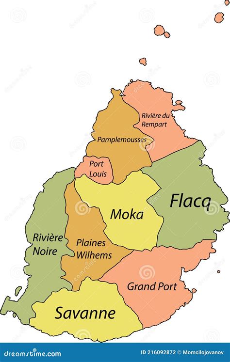 Pastel Map Of Regions Of Queensland Australia Cartoon Vector