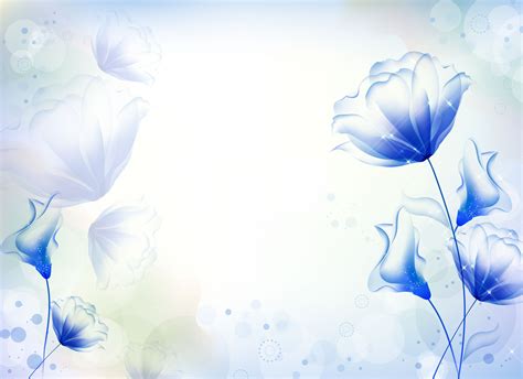 青い花のイラスト・フリー素材 背景・壁紙no349『青・淡い色・輝き』