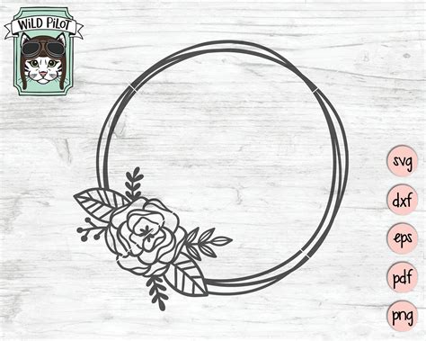 Clip Art Circle Monogram Wreath Frame With Flower Floral Frame Svg