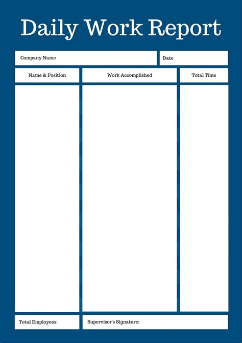 Free Daily Report Template Printable Templates