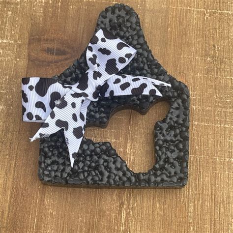 cow tag with bow car freshie etsy