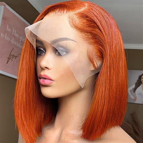 Ginger Bob Lace Frontal Wig 13x4 Lace Frontal Wig Colored Human Hair