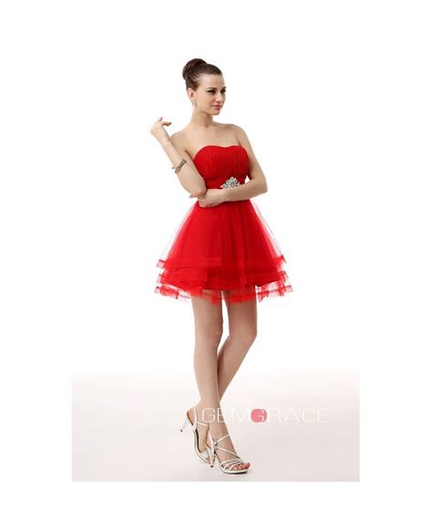 A Line Sweetheart Short Tulle Prom Dress With Beading Yh0004 118