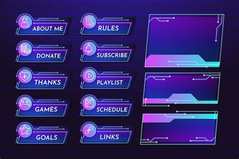 Twitch Stream Panels Template Set Free Vector