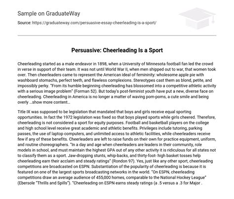 ⇉persuasive Cheerleading Is A Sport Essay Example Graduateway