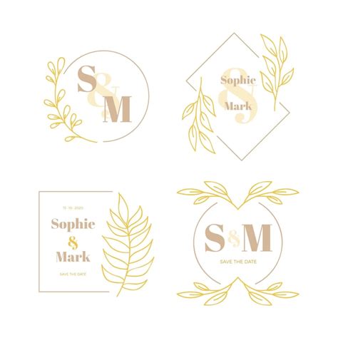 Free Vector Elegant Wedding Monograms Logos Concept