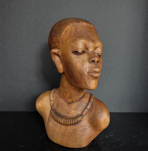 Sold At Auction Carved Wood Bust Of African Woman Carved Wood Bust Of