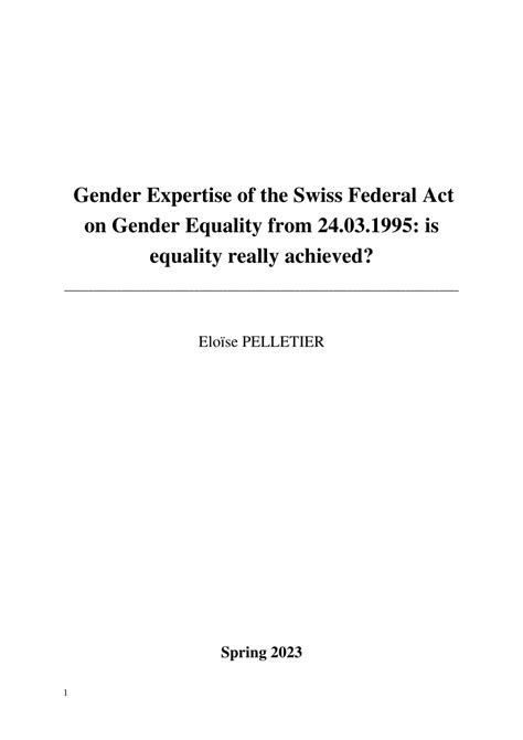 PDF Gender Expertise Of The Swiss Federal Act On Gender Equality From