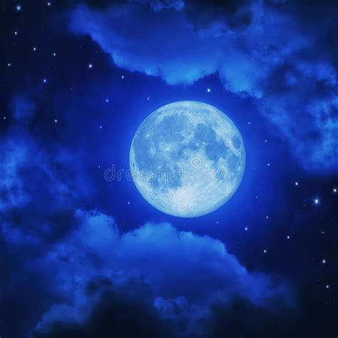Luna Llena En Cielo Nocturno Azul Imagen De Archivo Imagen De Cielo