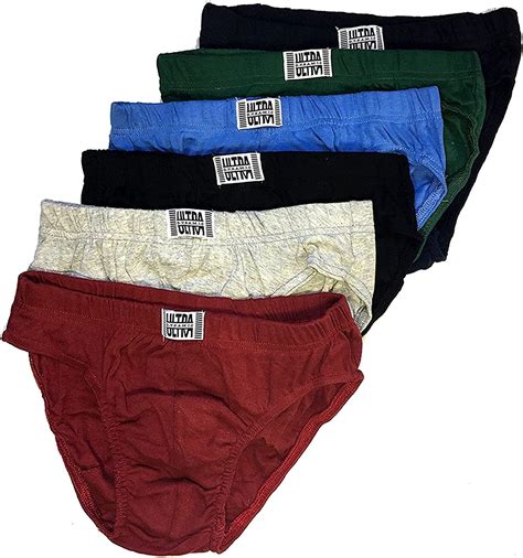 Ultra Mens Cotton Sport Bikini Brief Underwear 6 Pack Large At